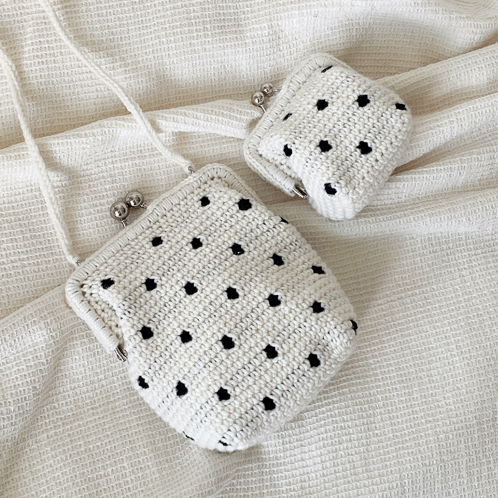 미니 도트 프레임백 DIY KIT (3size) 코바늘 겨울가방뜨기 도트백 만들기 동전지갑뜨기 코바늘 뜨개도안 키트