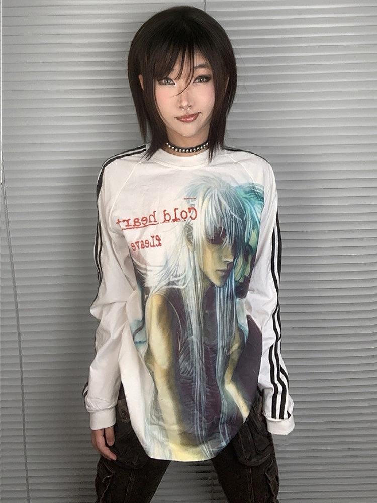 Heavyweight Y2K Video Game Character Print Long Sleeve T-Shirt NA7610