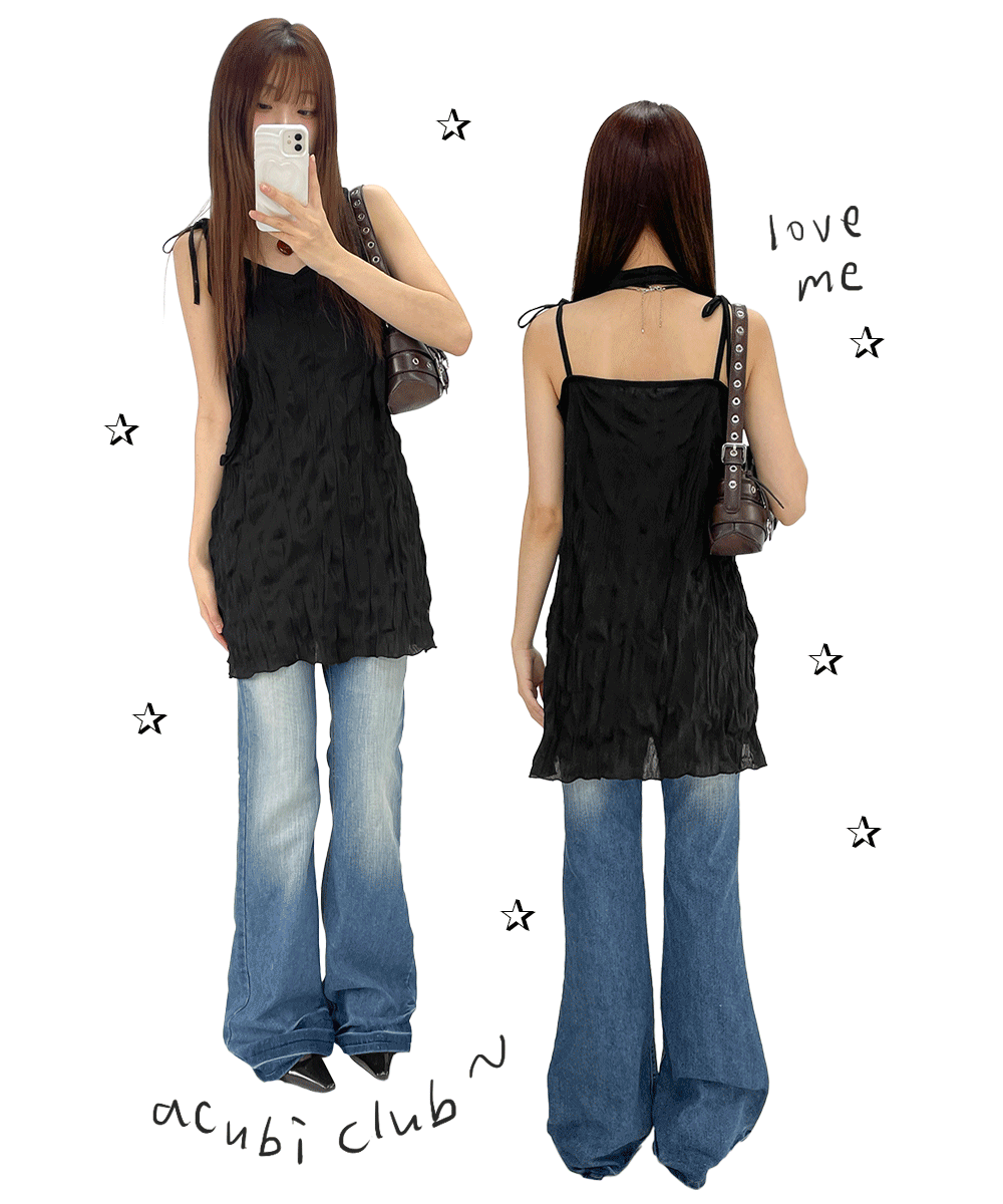 [SET] blossom sleeveless dress&muffler (3colors)