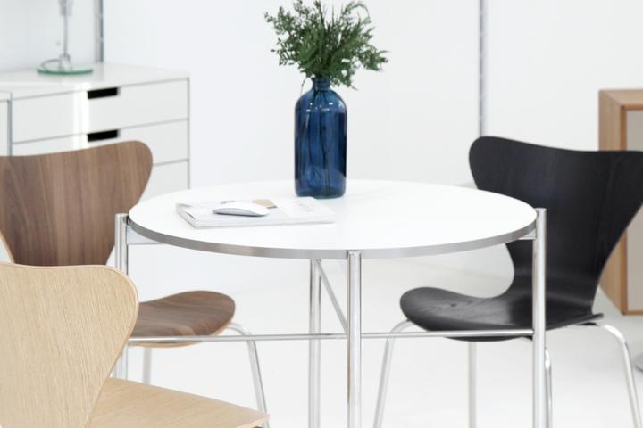 블랑슈 스테인레스 원형 화이트 HPL 식탁 테이블 [ 800 파이 ]