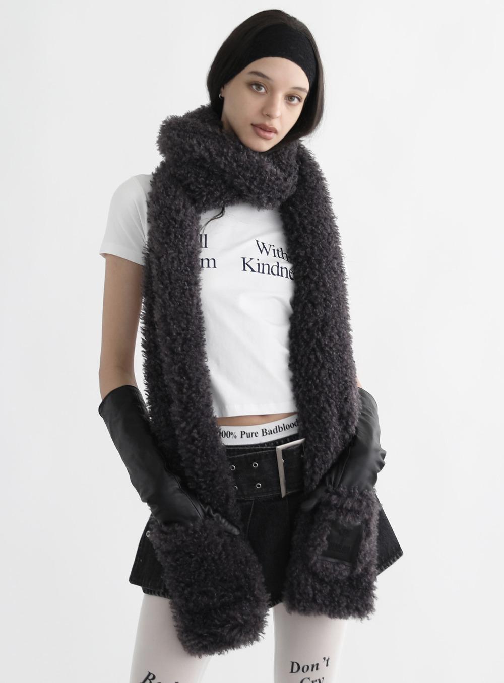 [w-scarf23-013] Born 에코퍼 포켓 머플러 - 챠콜