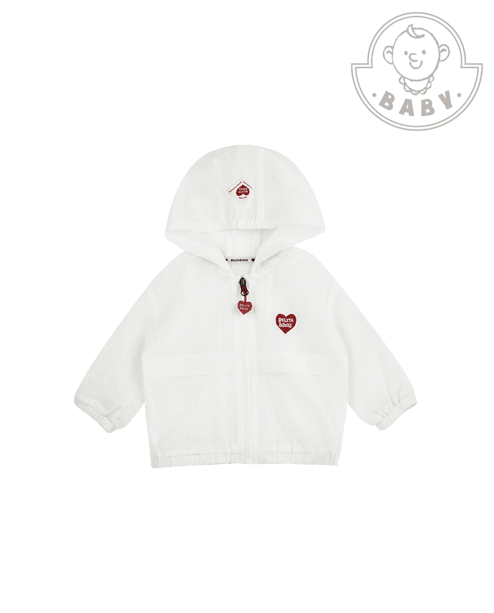 BABY White BB Heart Hooded Windbreaker