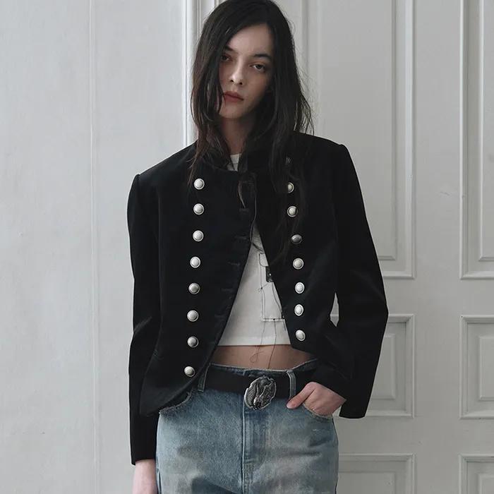 VELVET OFFICER JACKET