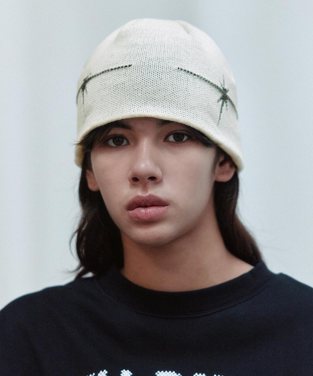 FLASH JAQUARD BEANIE ivory