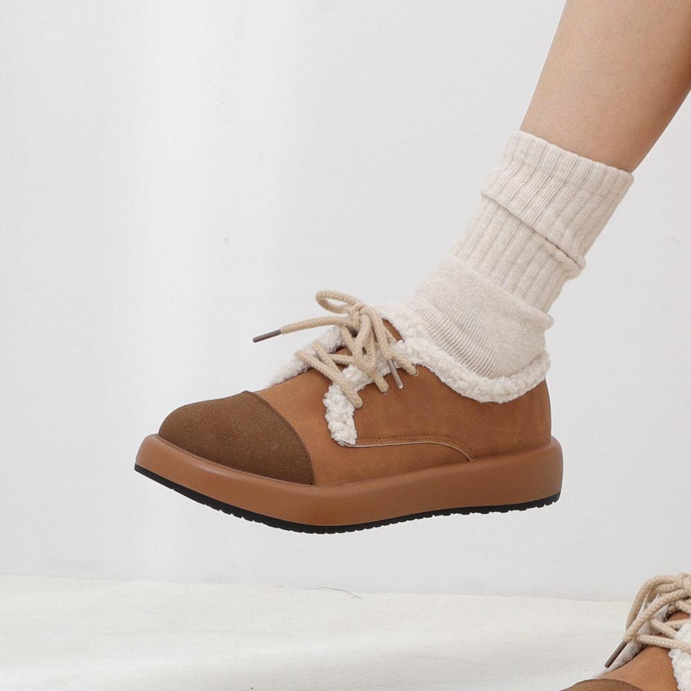 컬러 콤비 믹스 레이스업 뽀글이퍼 로퍼(3.5cm/기모안감) 11692