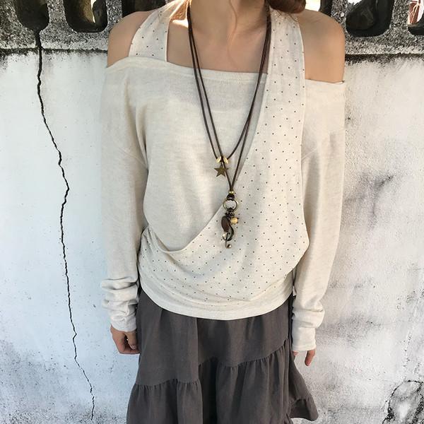 로디 도트 오프숄더 니트 ( Lodi dot off-shoulder knit  )