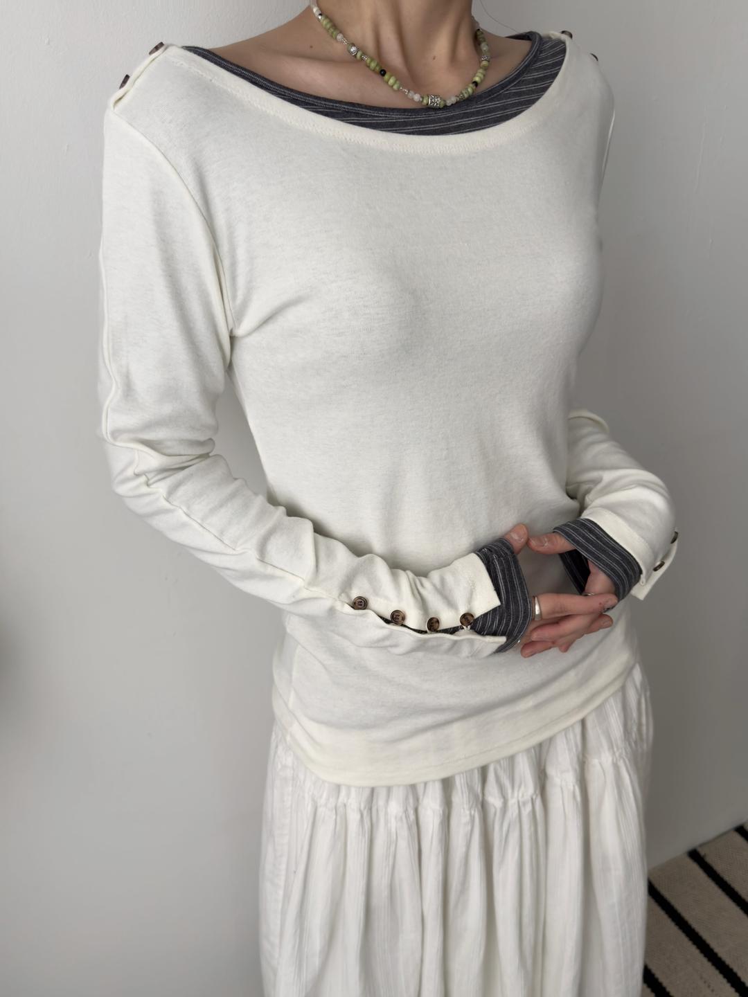 [기획 한정] [prts made] 사이드 슬릿 버튼 티셔츠 2colors