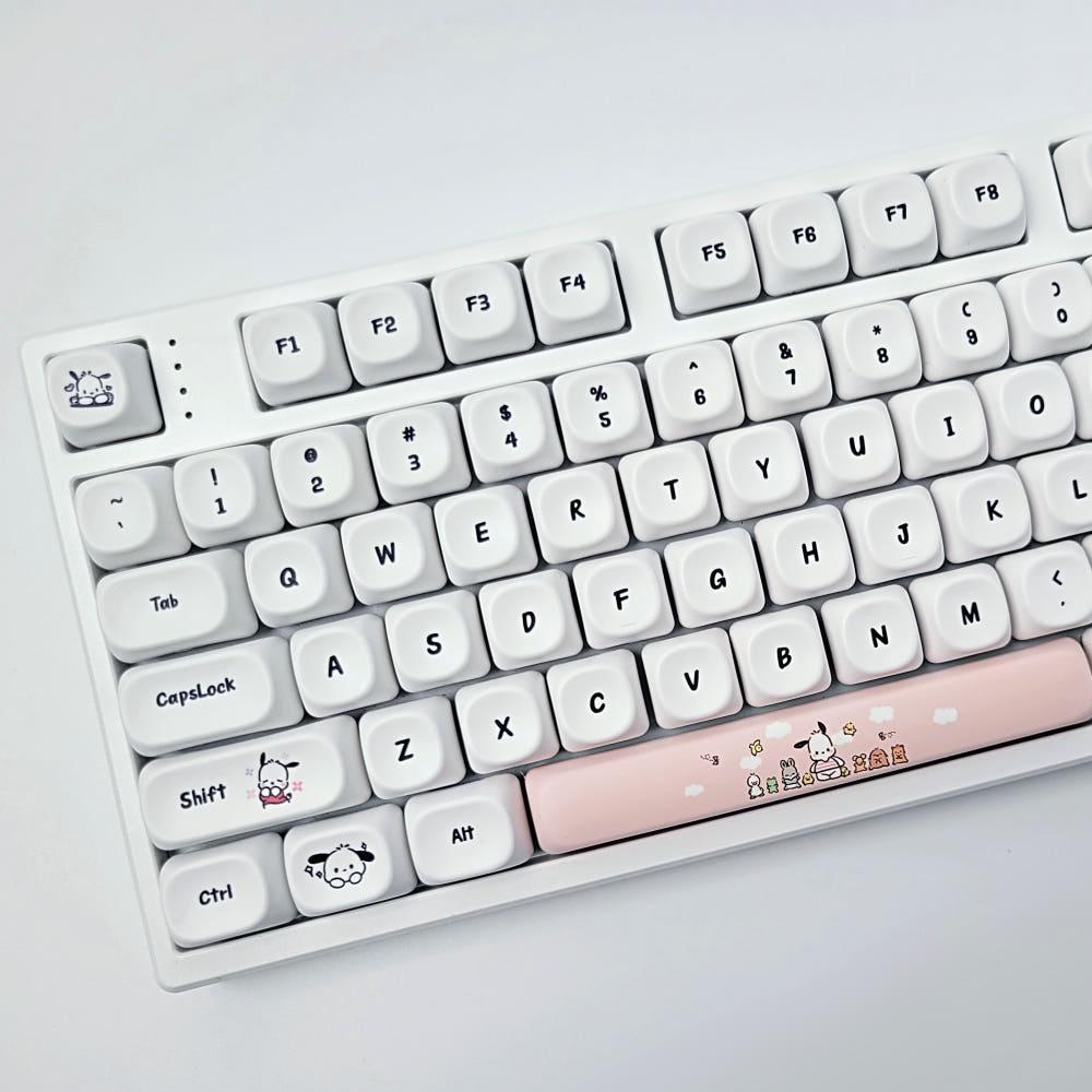 MOA 캐릭터 한글 영어 각인 키캡 PBT MAC키 포함, 영어 화이트 포차코