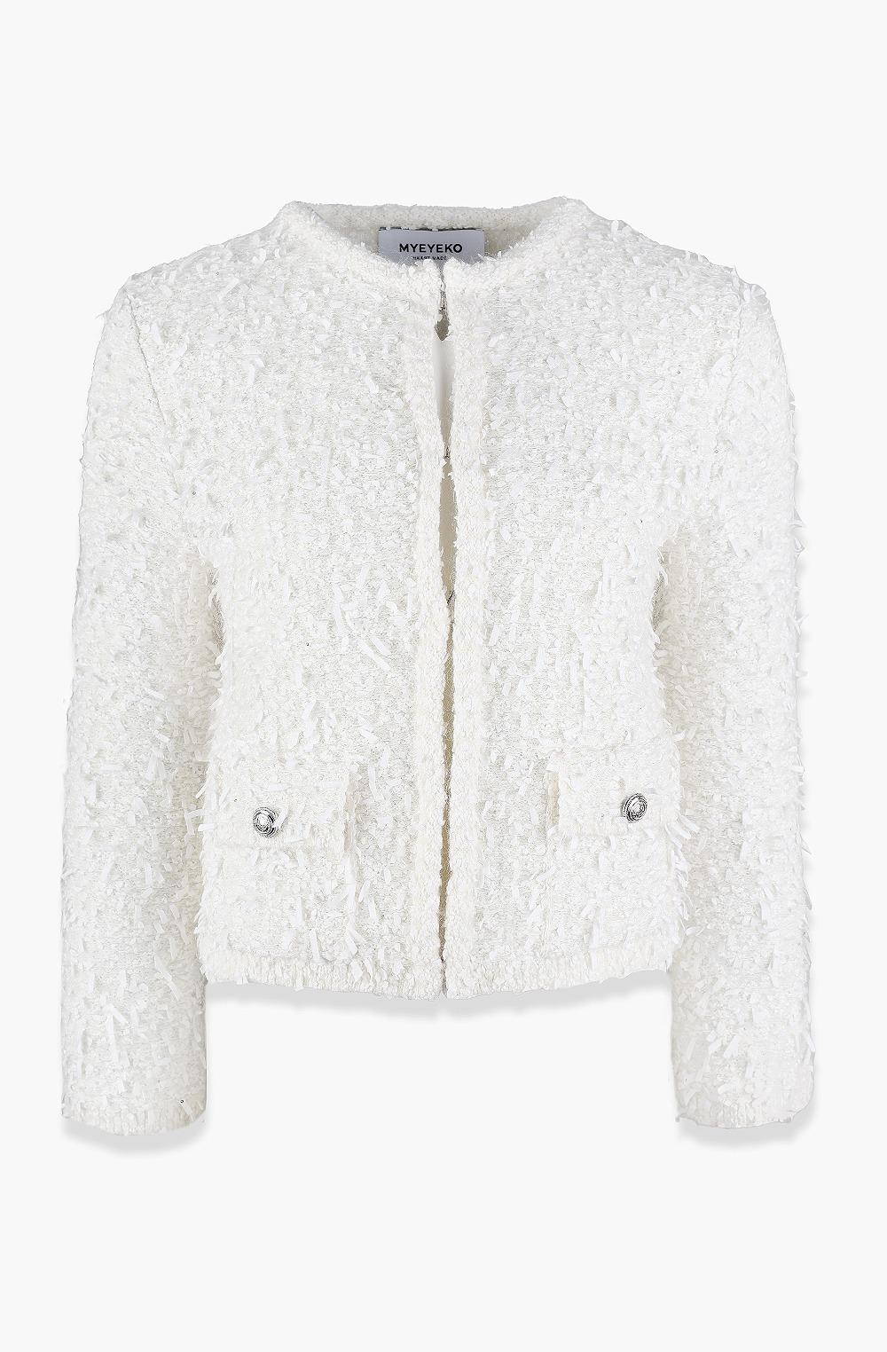 HIGH QUALITY LINE - White Plume Cruise Knit Jacket