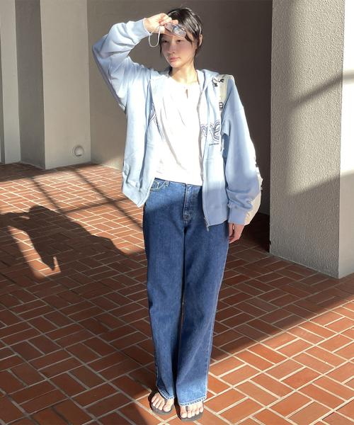 Cole Wide Denim Pants - Middle Blue