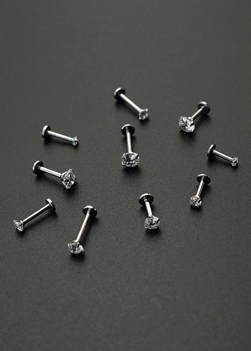예쁜돌 써지컬스틸 베이직 2, 3, 4, 5mm 큐빅 아웃컨츠 이너컨츠 립 라블렛 피어싱 P-0292