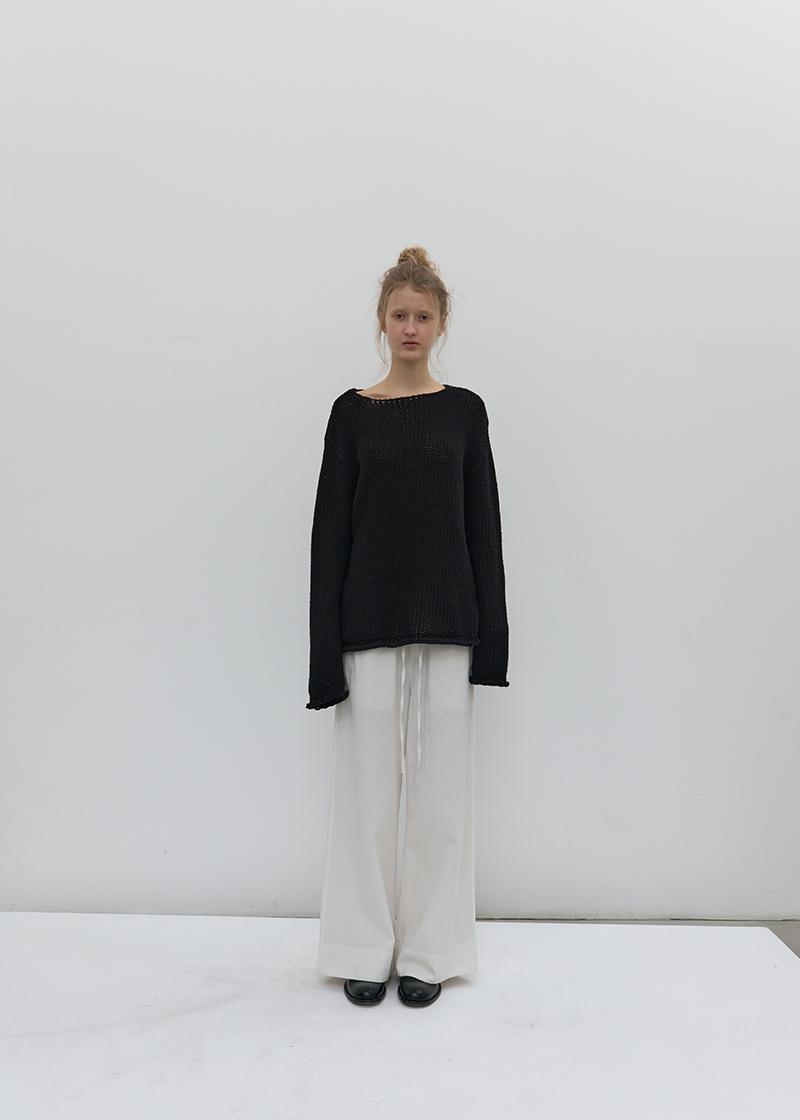 TEXTURE WIDE CUFF PANTS IN WHITE