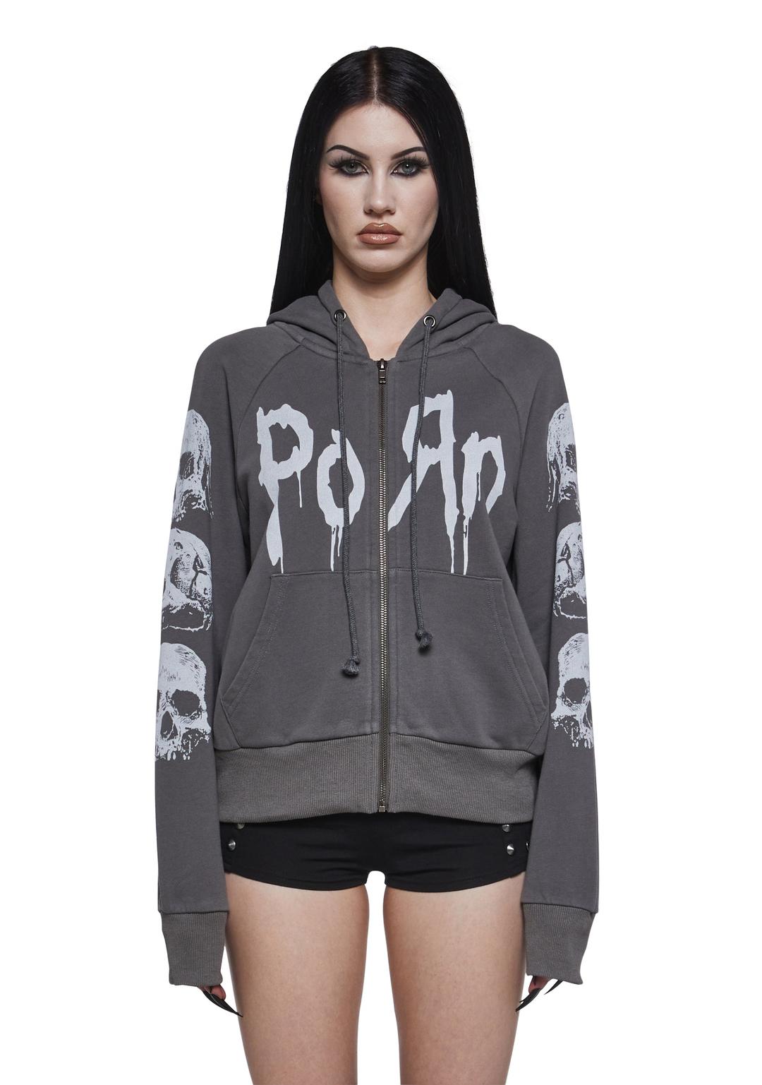 Fetish Word Zip Up Hoodie - GRAY / XX-SMALL