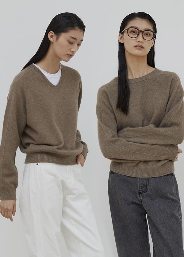 투웨이 넥 홀가먼트 니트탑_BROWN