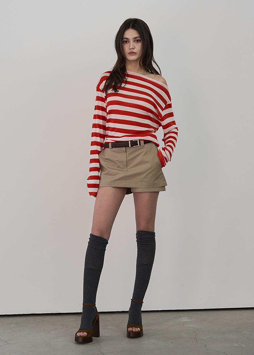 COTTON MINI SKIRT SHORTS_BEIGE