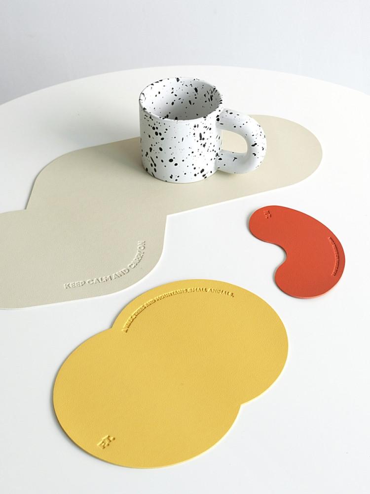 creahome 크레아홈 round 감각적인 코스터 가죽 독특한 방수 식탁매트 주방매트