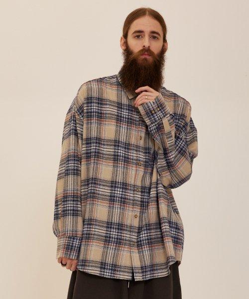 CB 플란넬 오버 체크셔츠 (베이지)