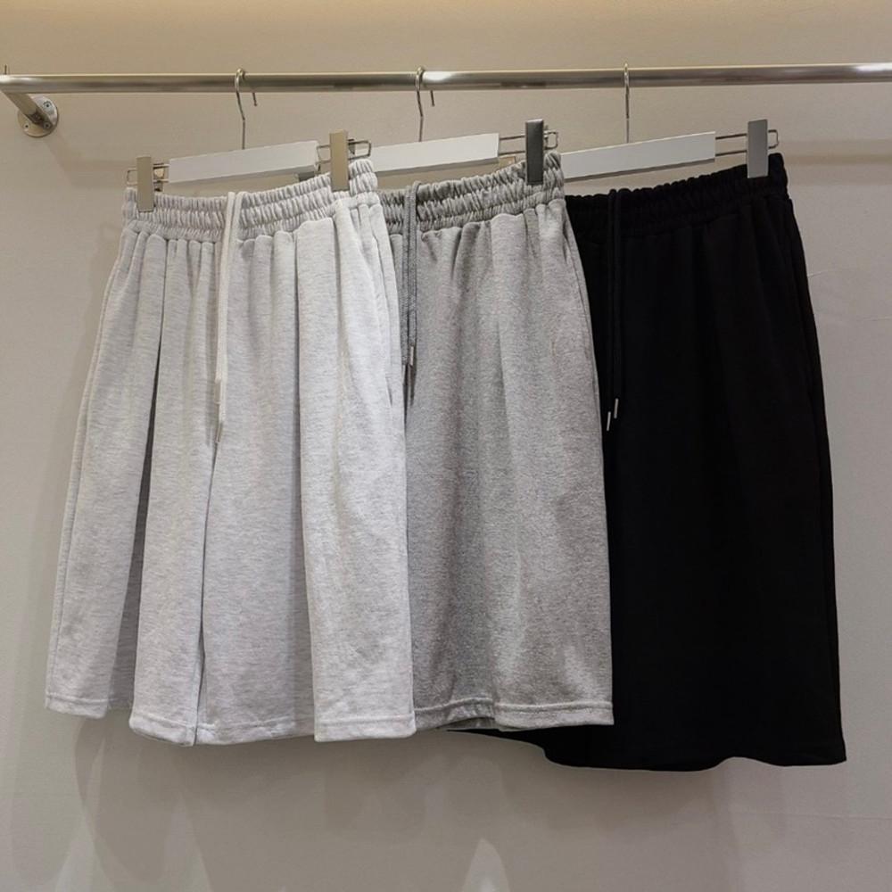 (남녀공용)3컬러 여자 남자 여름 원턱 시원한 특양면 와이드 밴딩 츄리닝 버뮤다 반바지