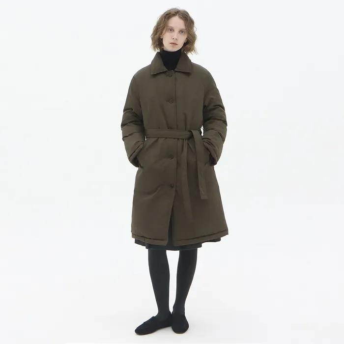 A-line Robe Padded Coat_Khaki Brown