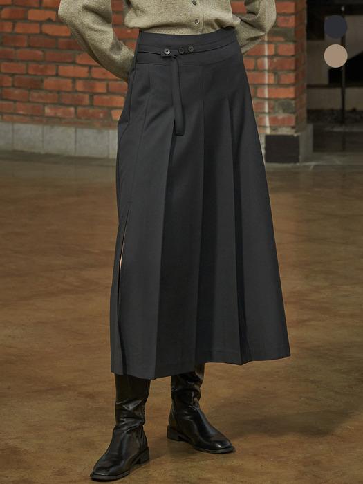 comos 909 pleats slit skirt (2color)