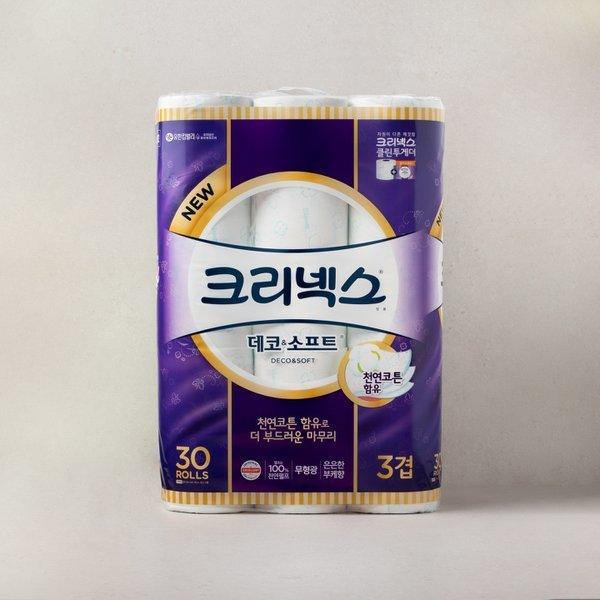 크리넥스 3겹 데코소프트 화장지 30m30롤