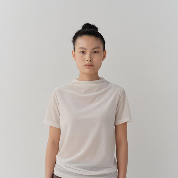 light velvet drape neck top (ivory)