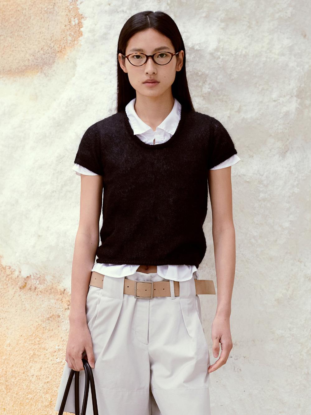 Short Sleeve Knit Top_Black