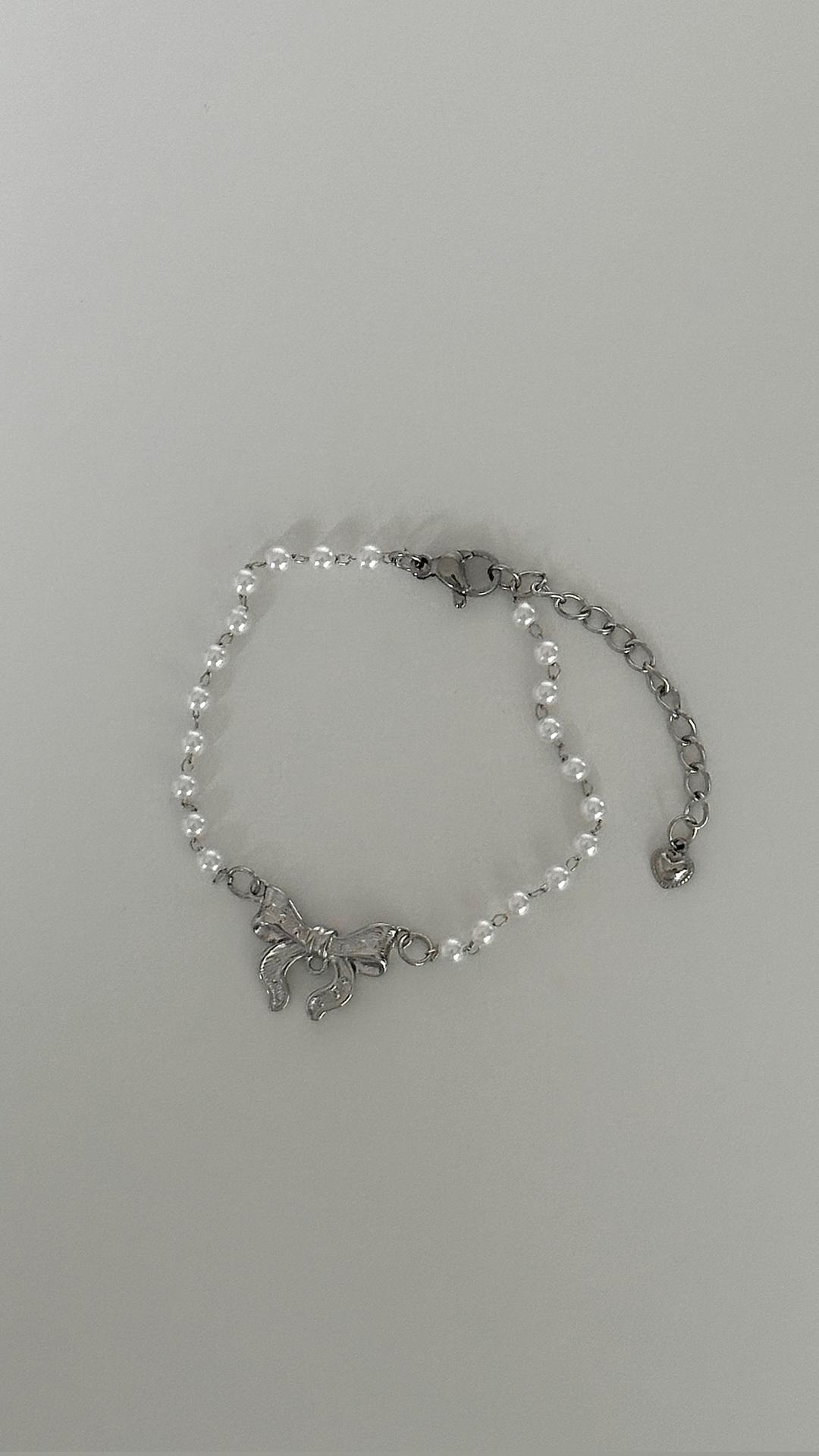 lace ribbon bracelet(pearl)