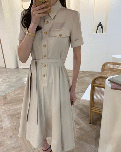 셀린 반팔 카라 one-piece