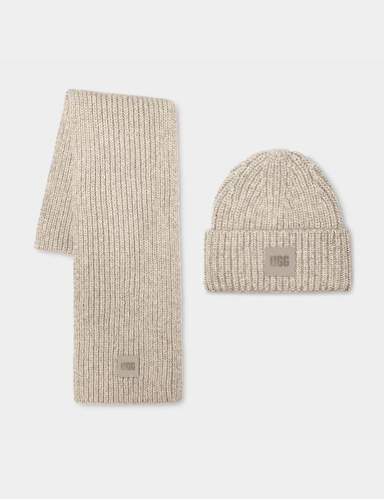 어그 청키 립 니트 비니 세트 라이트그레이