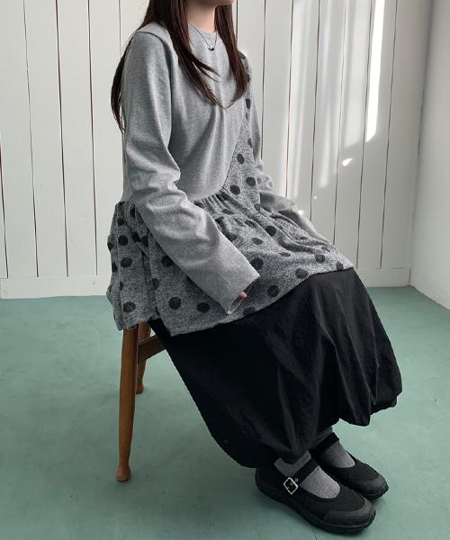 러브앤드팝 피드 레이어드 도트 원피스