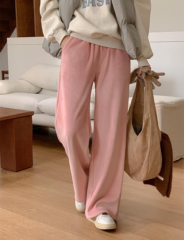 [김민경 화보] 트윙키 골지 밍크 밴딩 와이드 팬츠 78780