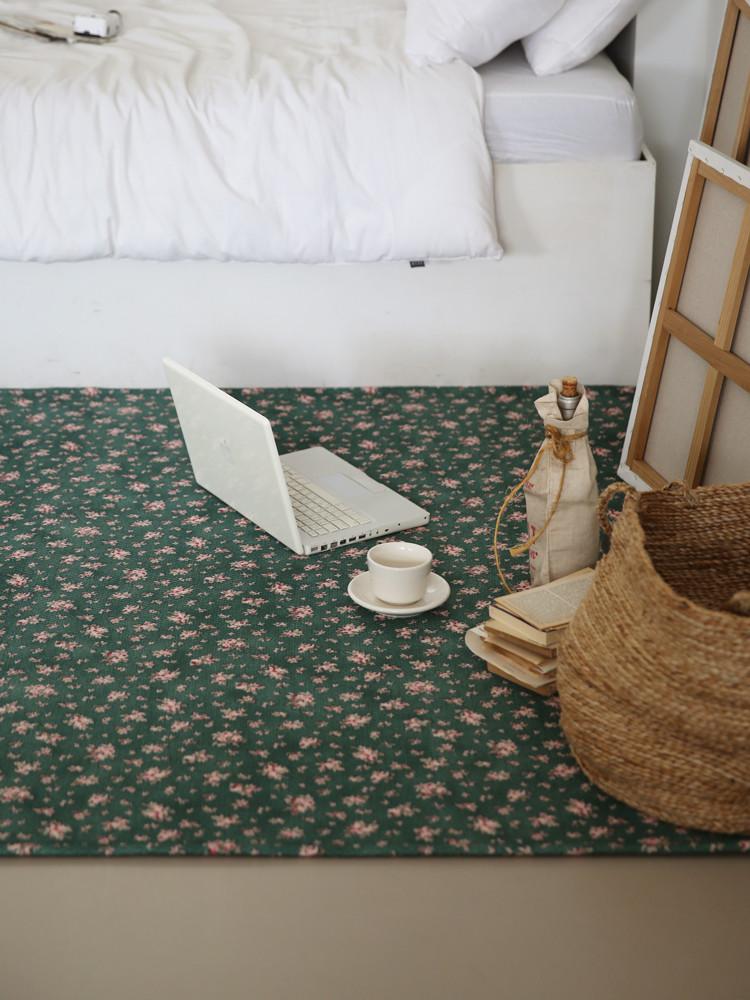 먼지없는 워셔블 올오버 플로럴 여름 방수 단모 러그 거실 카페트 100x150cm