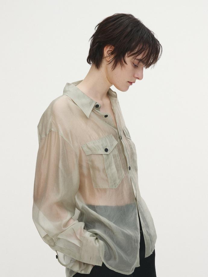 OVERSIZED SHEER SHIRT_ PALE GREEN
