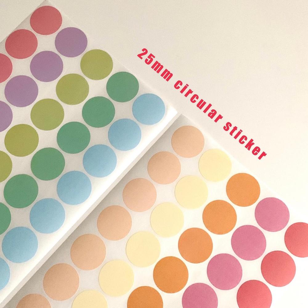 25mm 원형 스티커 (파스텔, 다크어텀) / 도트 스티커 포장 스티커 다이어리 스티커 포장 스티커