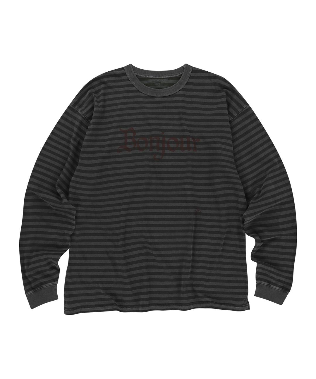 PIGMENT VINTAGE STRIPE LONG SLEEVE [CHARCOAL]