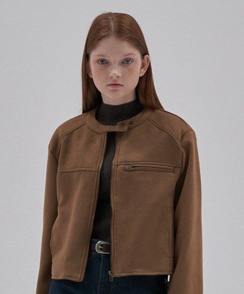 Suede Zip-up Jacket_Beige