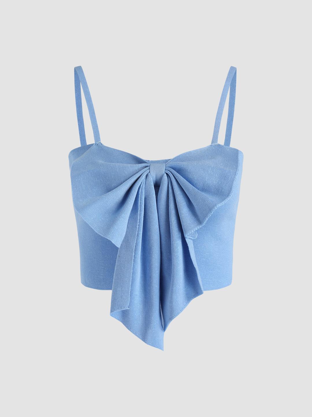 Solid Bowknot Crop Top