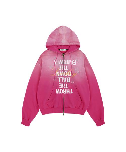 OVER GRAPHIC VINTAGE ZIP HOODIE [PINK]