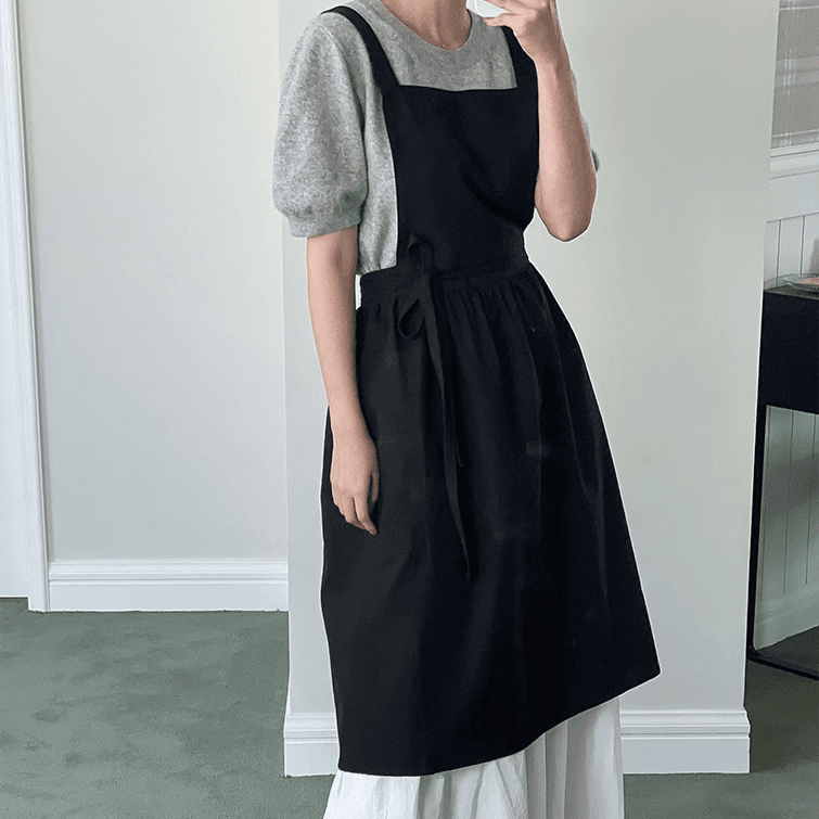 블랙 원피스 앞치마