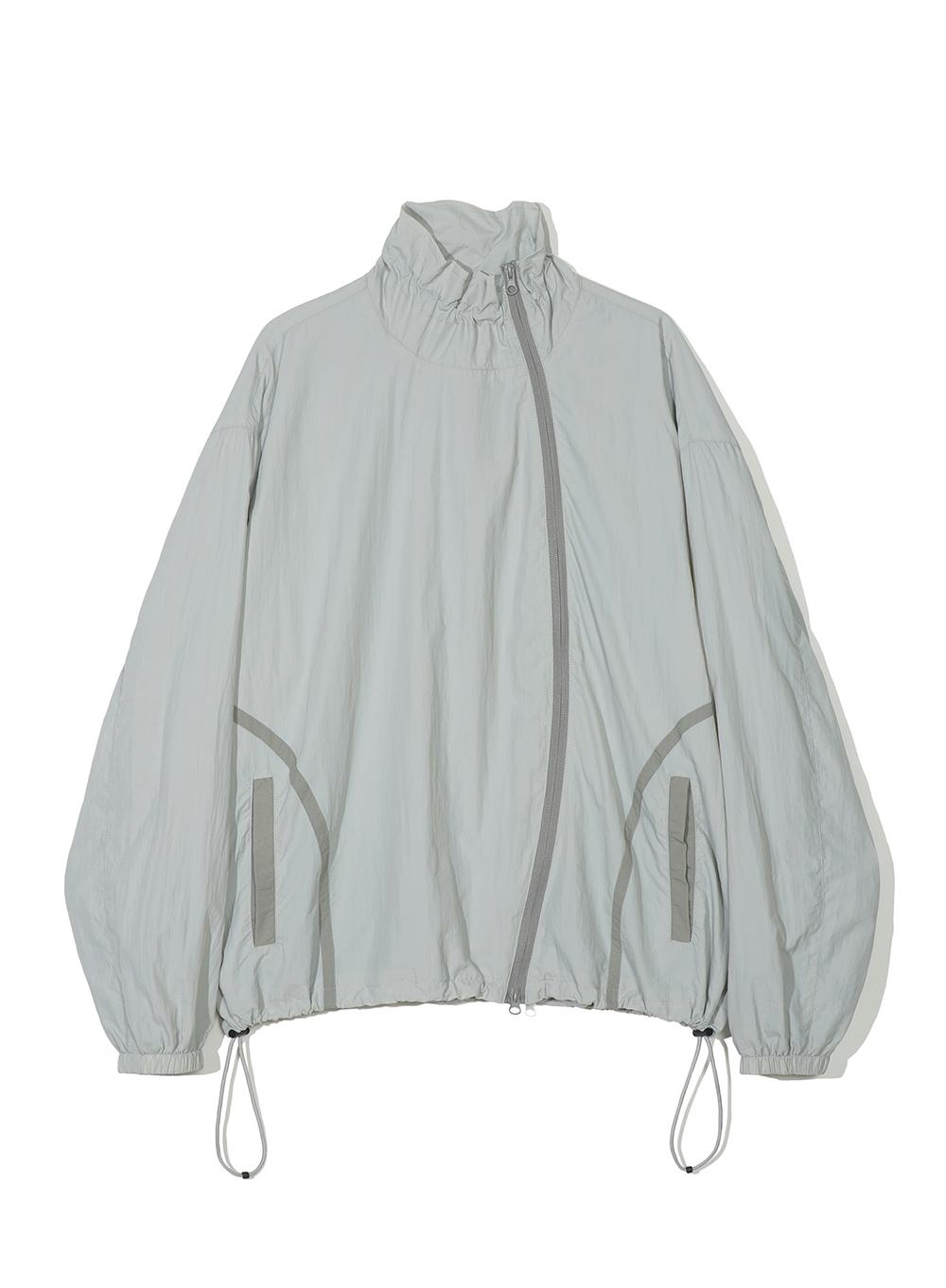 Curved Zipper Windbreaker Zip-up Jacket