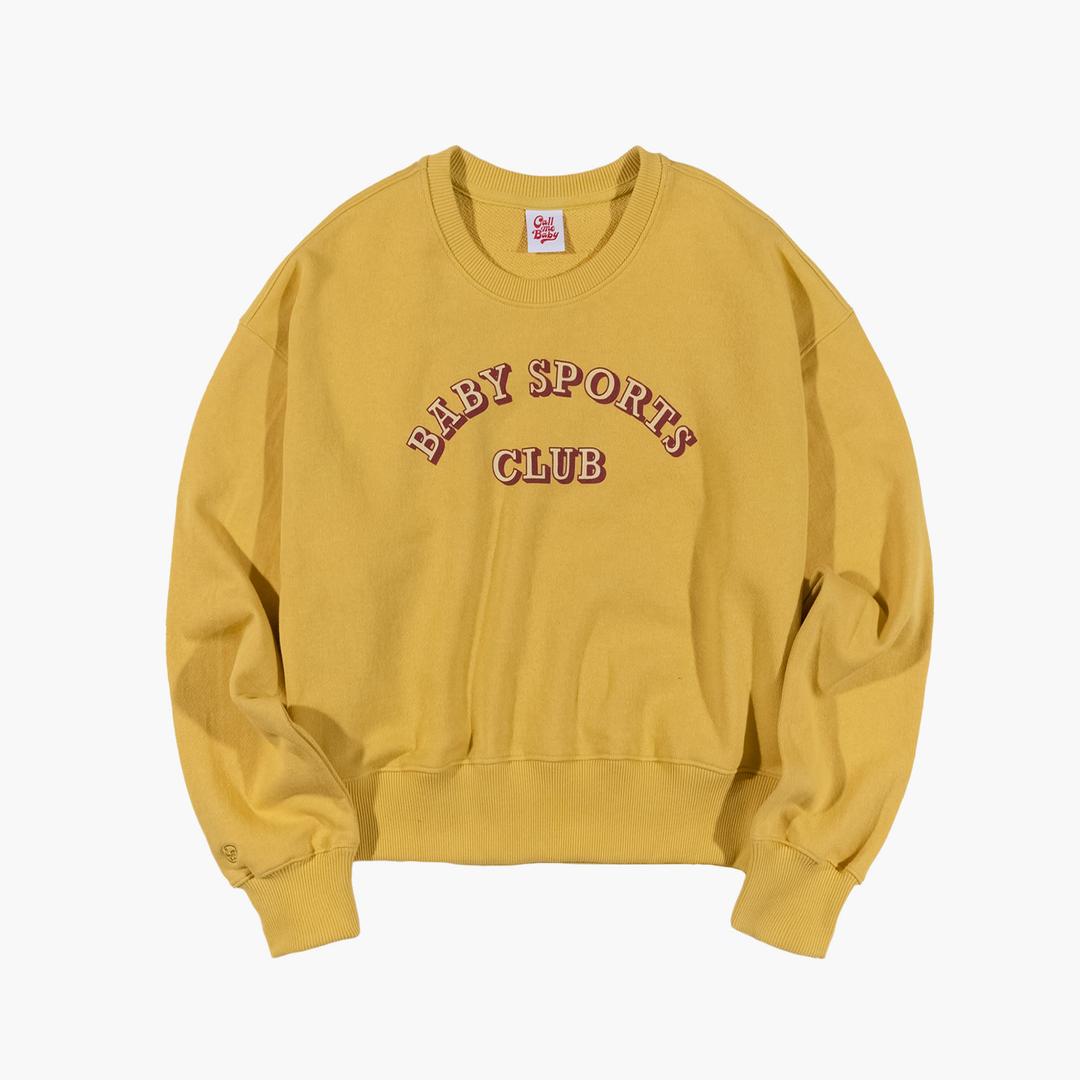 Baby Sports club Vtg logo Cropped Sweatshirt _ Mustard