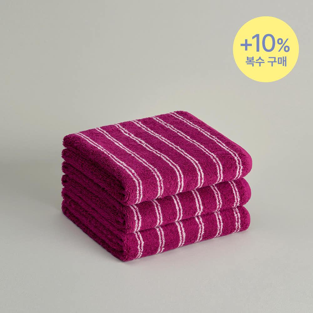 더 그란ㅣ페이스 타월 - 와인 스트라이프 1P