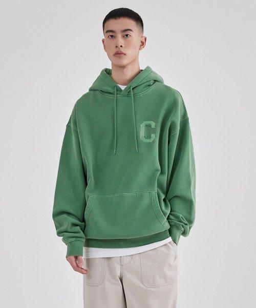 C 로고 후디 피그먼트 그린
