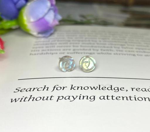 천연 래브라도라이트 문스톤 꽃 실버 귀걸이 원석 선물