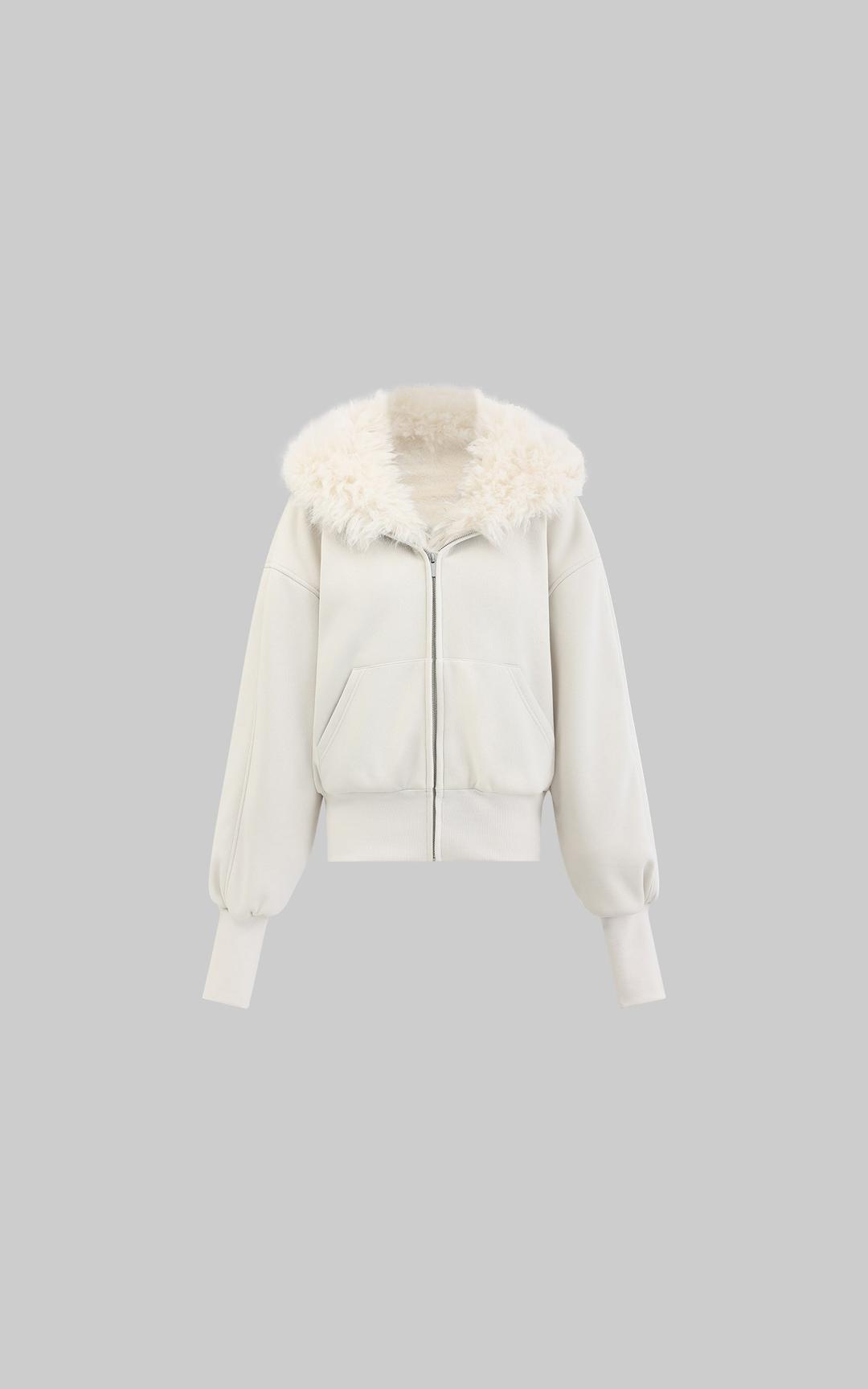 Rase le sol Faux Fur-Trimmed Hoodie Jacket