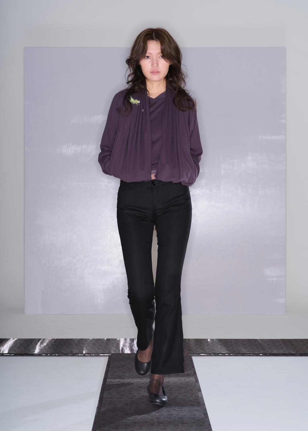 Stripe Herringbone Pants - black