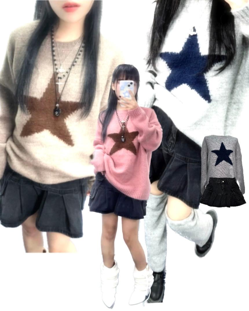[도톰~고퀄리티] y2k star knit - 와투케 스타 별 니트