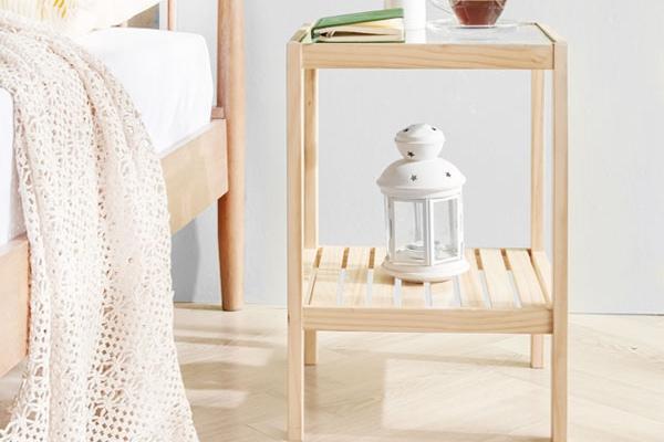 원목 사이드테이블 협탁 (강화유리선반) 4color