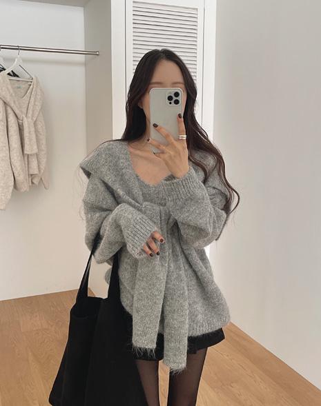 [SET] 디에나 알파카 숄 니트 세트